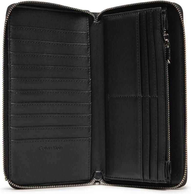 Calvin Klein Zwarte ritsportemonnee van polyester-polyurethaan Black Dames