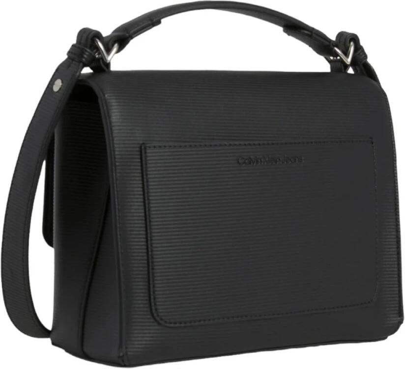 Calvin Klein Gestructureerde PU Leren Handtas Noir Black Dames