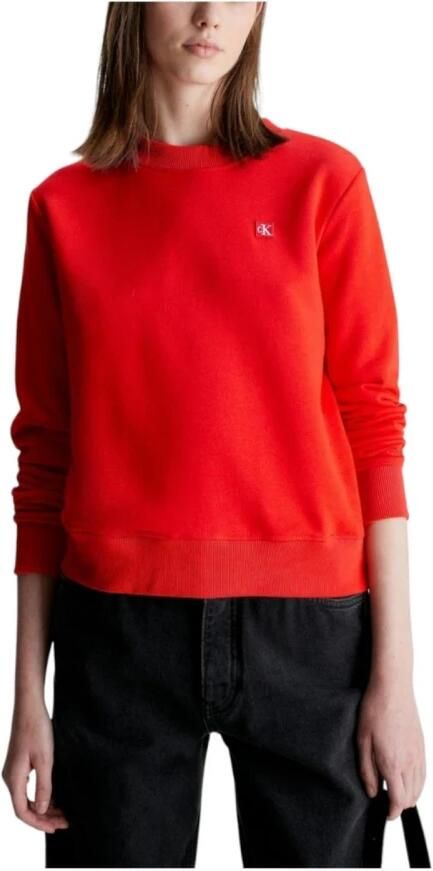 Calvin Klein Minimalistische Badge Crewneck Sweatshirt Red Dames - Foto 3