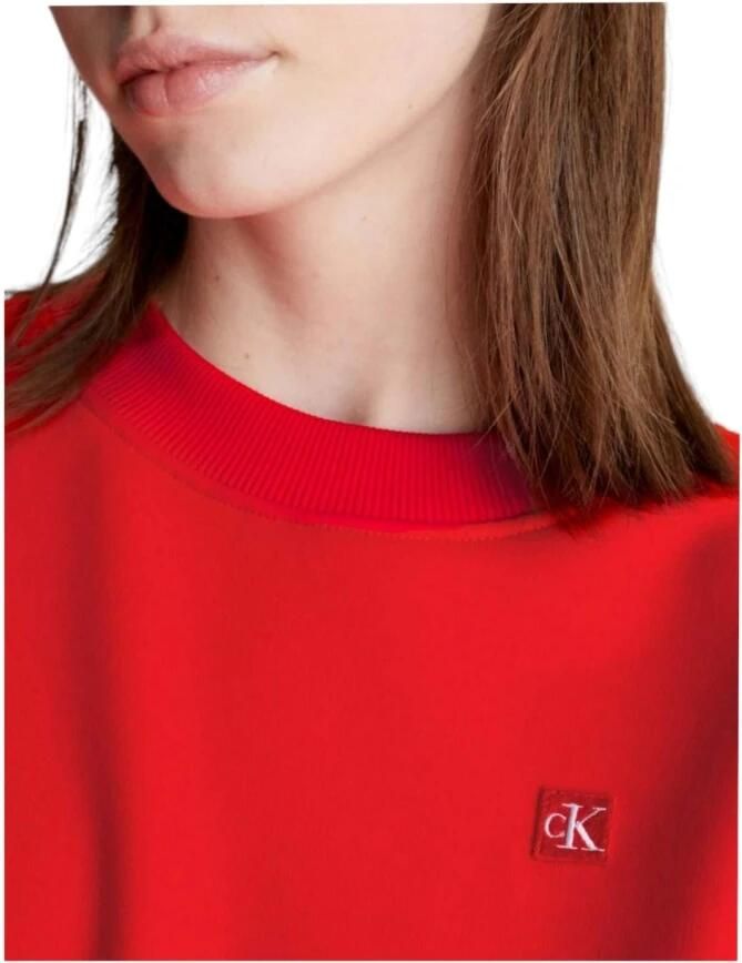 Calvin Klein Minimalistische Badge Crewneck Sweatshirt Red Dames