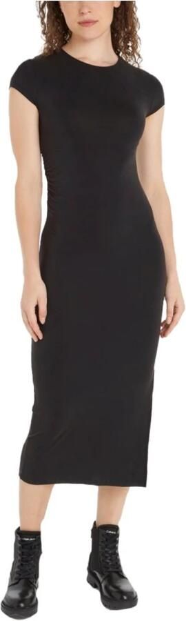 Calvin Klein Modal Detail Dress Elegant Zwart Midi Black Dames - Foto 3