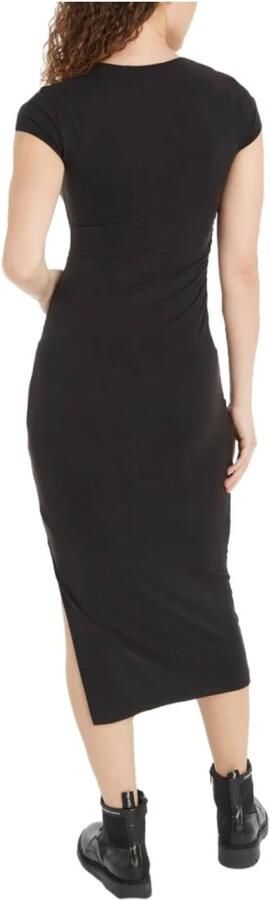 Calvin Klein Modal Detail Dress Elegant Zwart Midi Black Dames - Foto 2