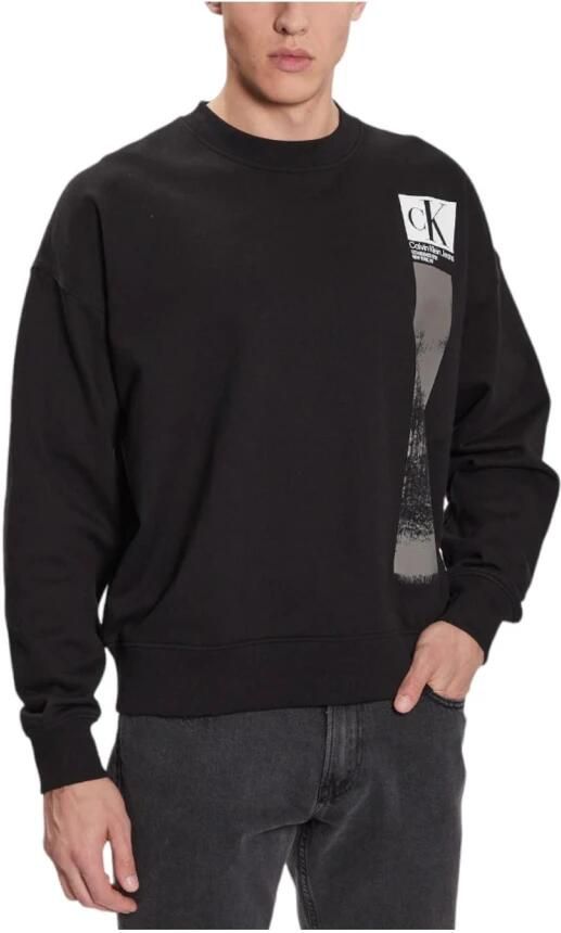 Calvin Klein Moderne Brushstroke Crew Neck Sweater Black Heren - Foto 3