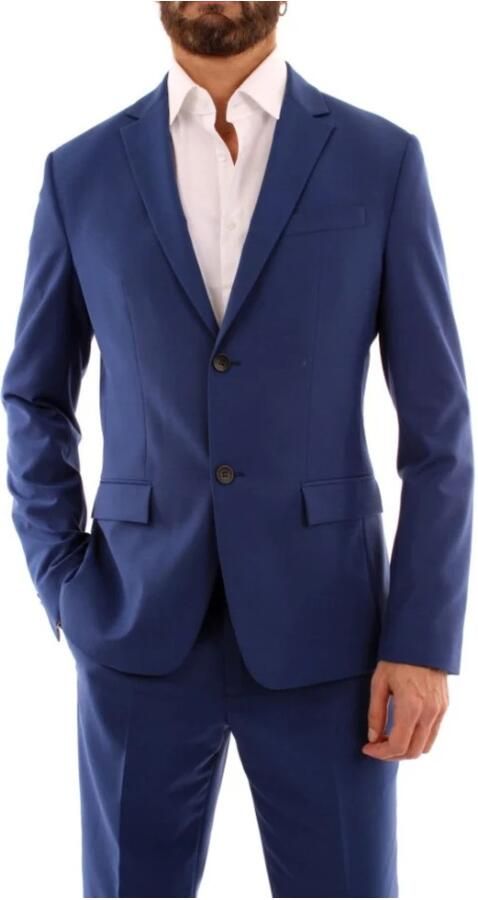 Calvin Klein Elastische wollen jas met revers Blue Heren