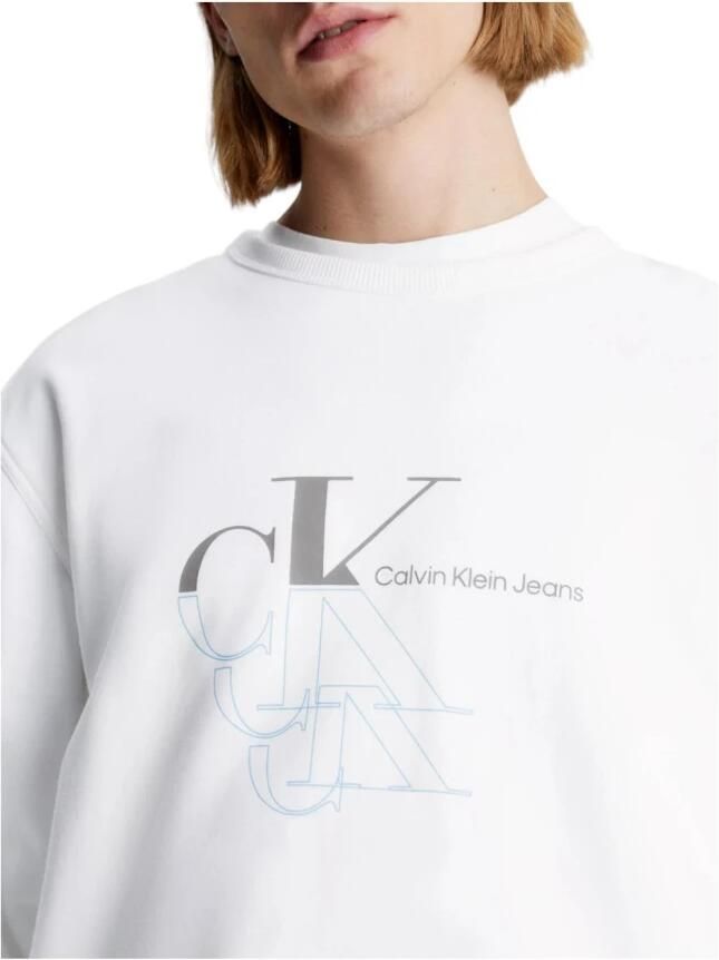 Calvin Klein Witte Katoenen Trui Relaxte Pasvorm White Heren