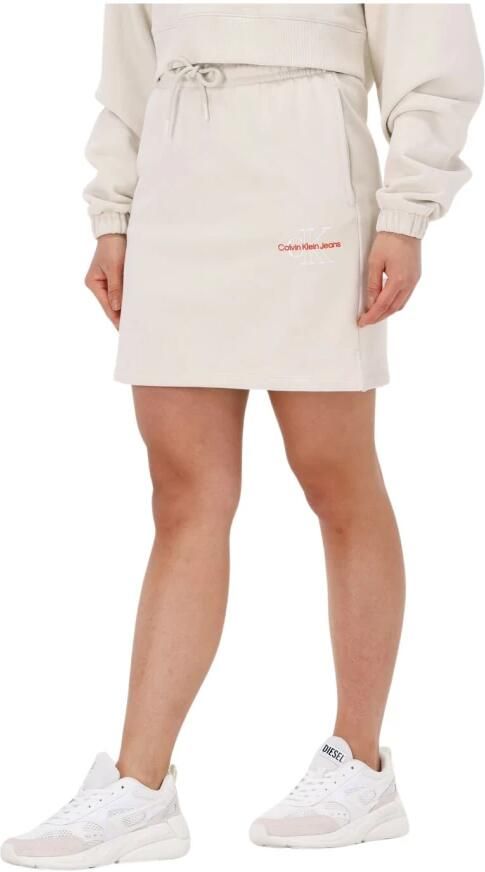 CALVIN KLEIN Dames Rokken Two Tone Monogram Skirt Gebroken Wit - Foto 5