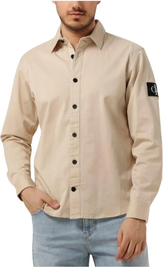 CALVIN KLEIN Heren Overhemden Monologo Badge Relaxed Shirt Beige - Foto 3