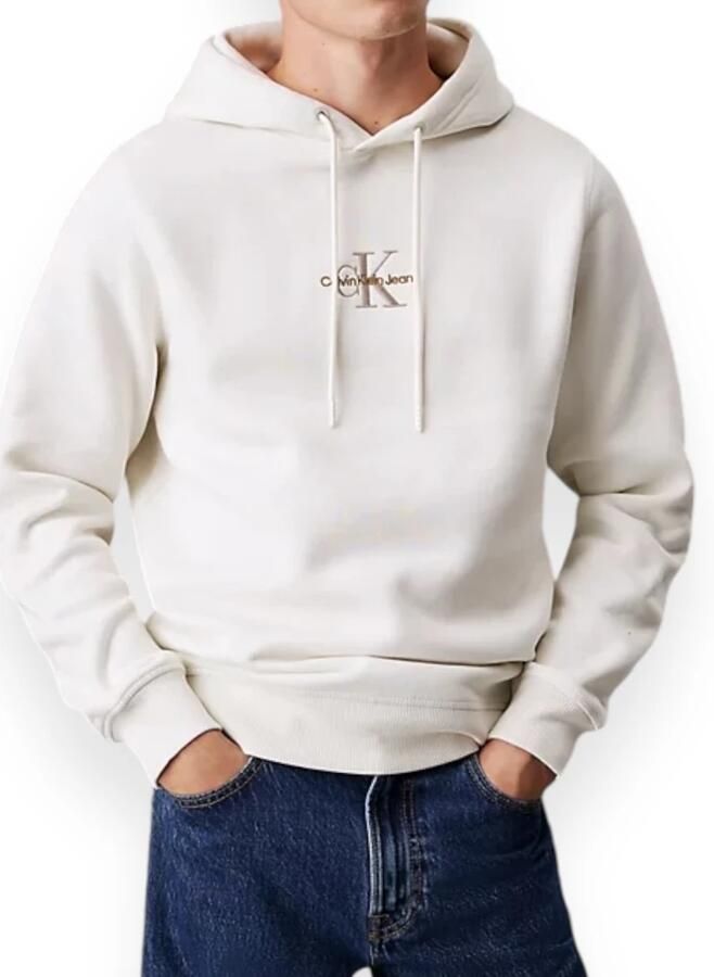 Calvin Klein Jeans Geborduurde Hoodie Wit Sweater White Heren - Foto 4