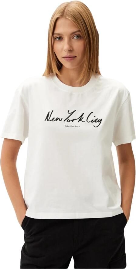 Calvin Klein NYC Logo T-shirt Rechte pasvorm White Dames - Foto 4