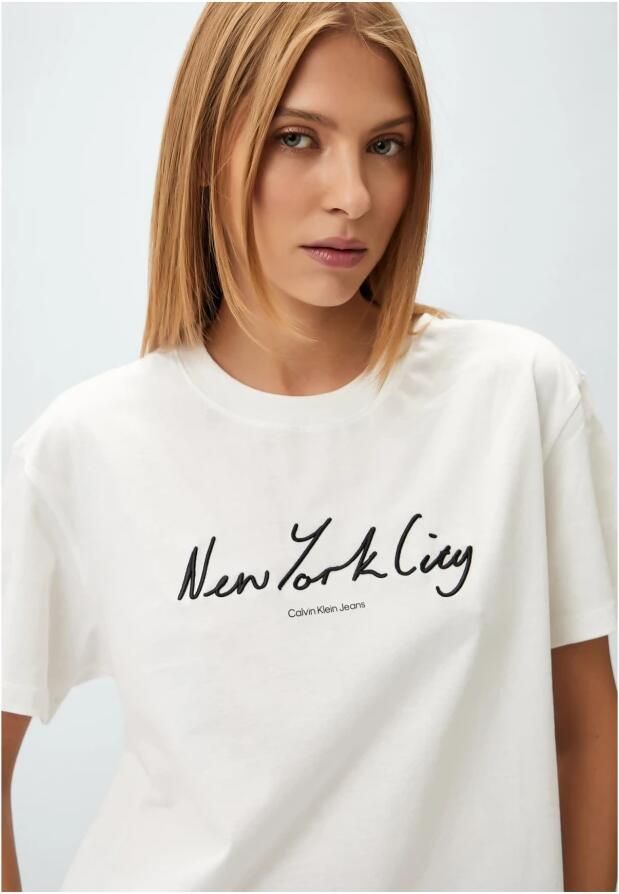 Calvin Klein NYC Logo T-shirt Rechte pasvorm White Dames - Foto 2
