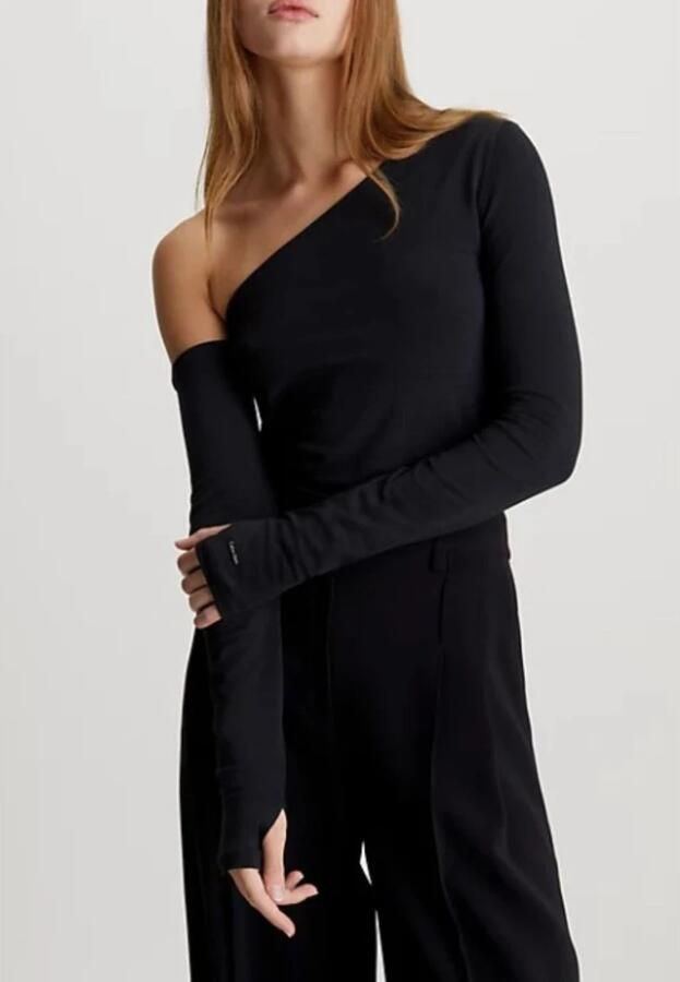 Calvin Klein Zwarte One-Shoulder Sweater Top Black Dames - Foto 2