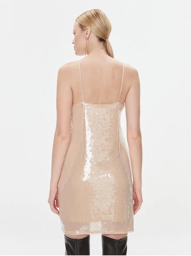 Calvin Klein Pailletten Cocktailjurk Beige Rechte Pasvorm Beige Dames - Foto 2