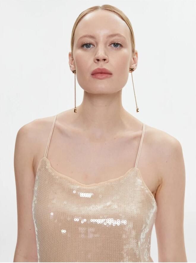 Calvin Klein Pailletten Cocktailjurk Beige Rechte Pasvorm Beige Dames - Foto 3