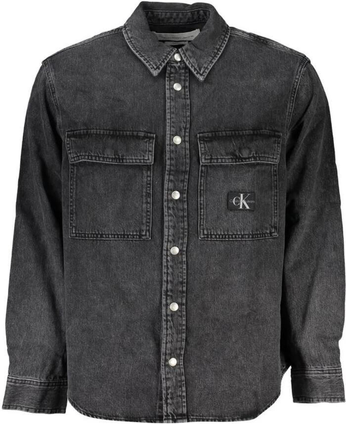 Calvin Klein Zwart denim overhemd met verfijnde details Black Heren