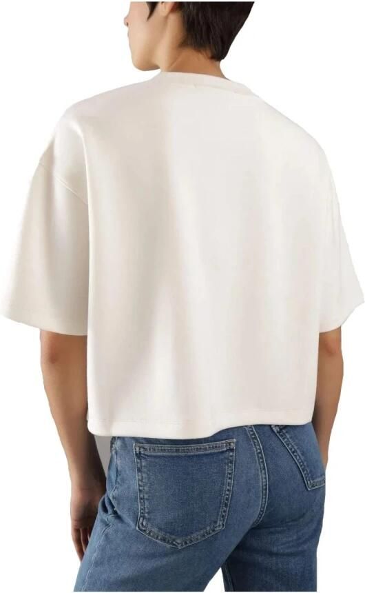 Calvin Klein Jeans Wit Logo Geborduurd T-shirt White Dames - Foto 2