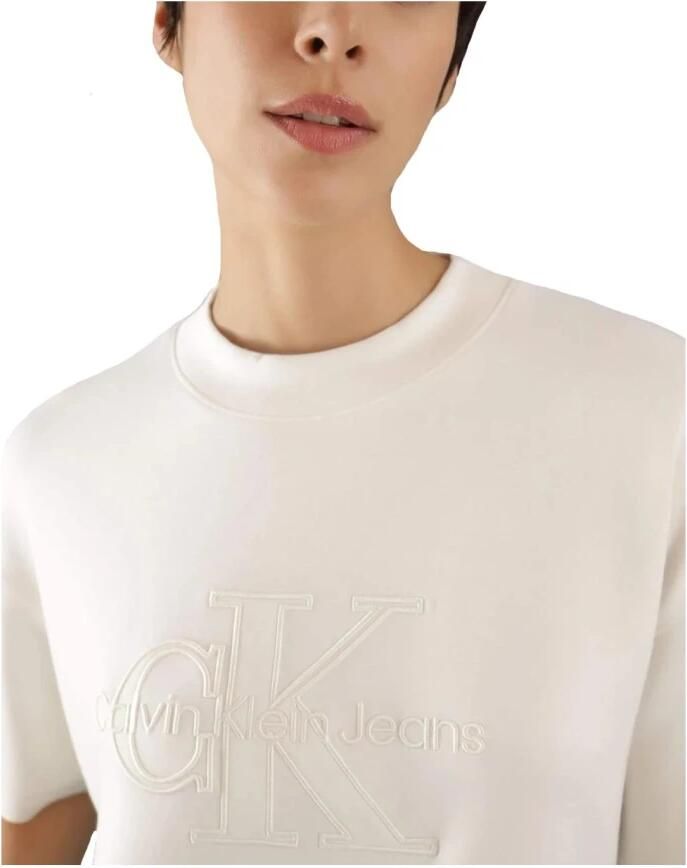 Calvin Klein Jeans Wit Logo Geborduurd T-shirt White Dames