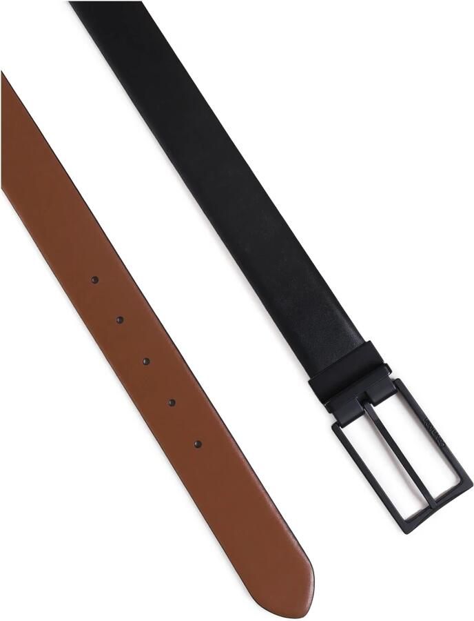 Calvin Klein Rechthoekige Metalen Gesp Leren Riemen Black Heren