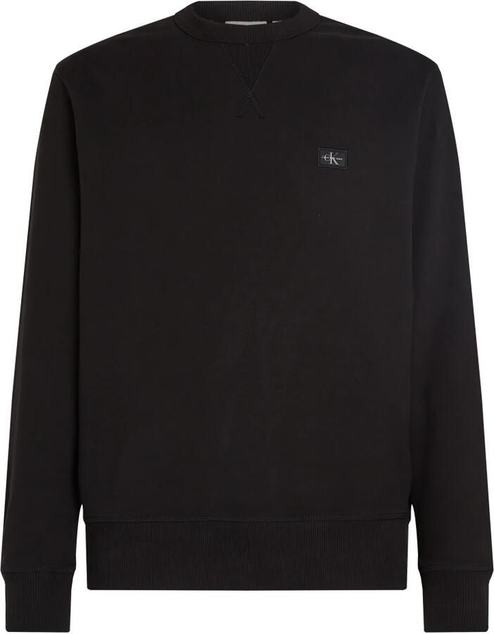 Calvin Klein Zwarte Katoenen Trui NorHeren Pasvorm Ronde Hals Black Heren