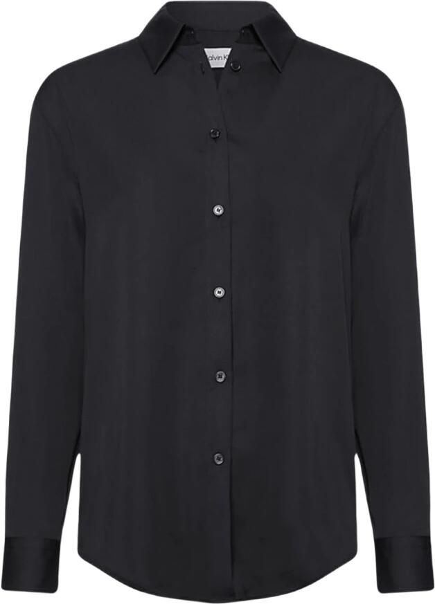 Calvin Klein Zwarte Overhemd met Relaxte Pasvorm Puntige Kraag en Lange Mouwen Black Dames - Foto 5
