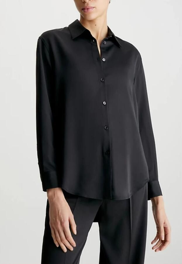 Calvin Klein Zwarte Overhemd met Relaxte Pasvorm Puntige Kraag en Lange Mouwen Black Dames - Foto 3