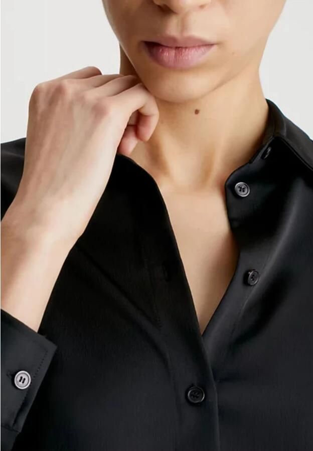 Calvin Klein Zwarte Overhemd met Relaxte Pasvorm Puntige Kraag en Lange Mouwen Black Dames - Foto 2