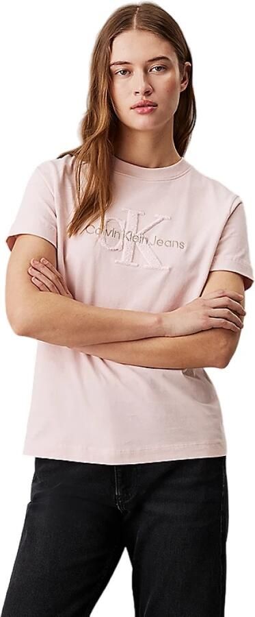Calvin Klein Jeans Geborduurde Tee Model Roze Elegant T-Shirt Pink Dames - Foto 8