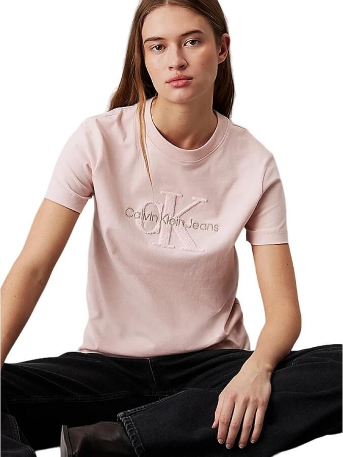 Calvin Klein Jeans Geborduurde Tee Model Roze Elegant T-Shirt Pink Dames - Foto 1