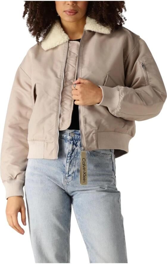 Calvin Klein Jeans Beige Aviator Bomberjack Vrouwen Gray Dames - Foto 5