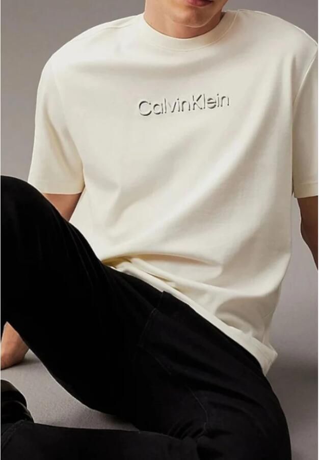 Calvin Klein Geëmbosseerd Logo T-Shirt Katoen Collectie White Heren - Foto 2