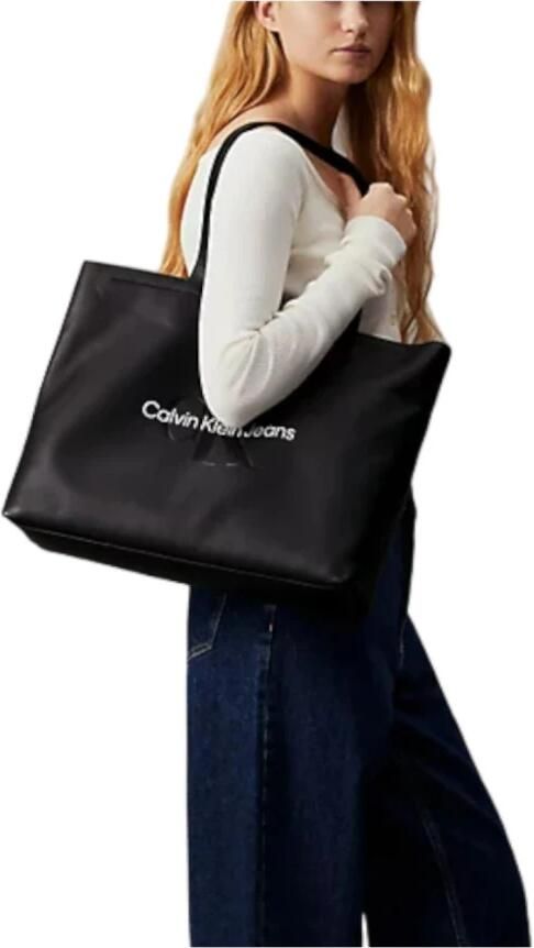 Calvin Klein Jeans Stijlvolle Tote Tas met Ritssluiting Black Dames - Foto 6