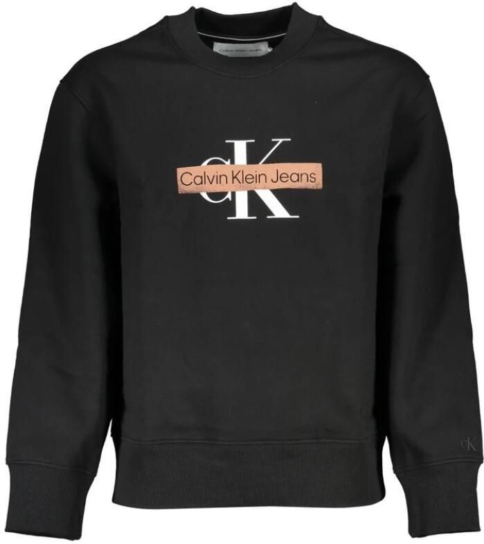 Calvin Klein Stijlvol Fleece Sweatshirt met Ronde Hals Black Heren