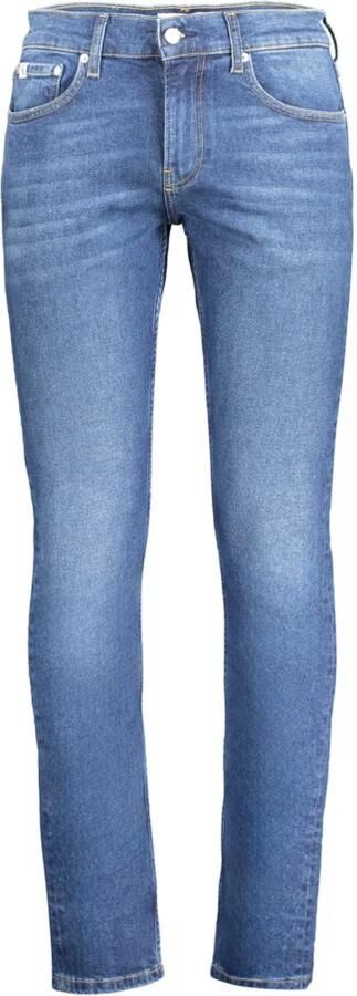 Calvin Klein Blauwe Slim Fit Katoenen Jeans met Logo Blue Heren