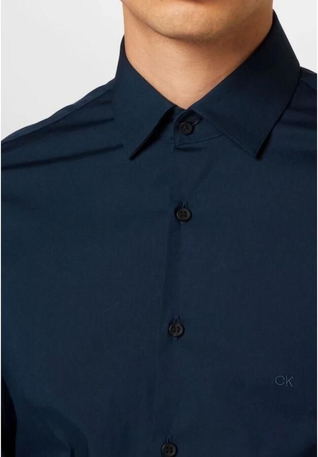 Calvin Klein Businessoverhemd POPLIN STRETCH SLIM SHIRT met kent-kraag logoprint op borsthoogte - Foto 3