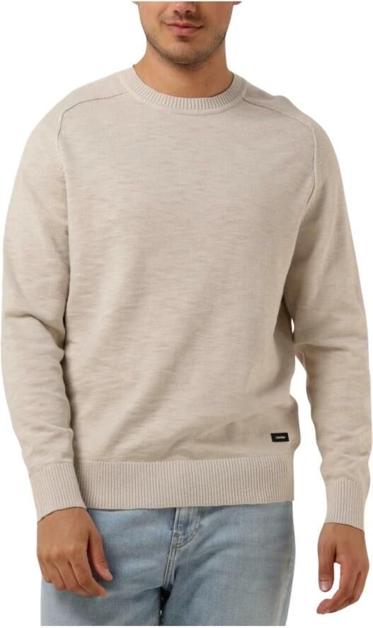 Calvin Klein Elegante en comfortabele witte slub-textuur trui met lange mouwen voor heren Beige Heren - Foto 4