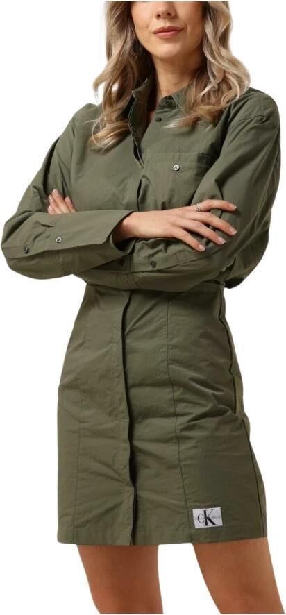 CALVIN KLEIN Dames Jurken Soft Touch Shirt Dress Olijf - Foto 3