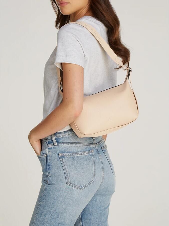 Calvin Klein Webbing Schoudertas Herfst Winter Collectie Beige Dames - Foto 6