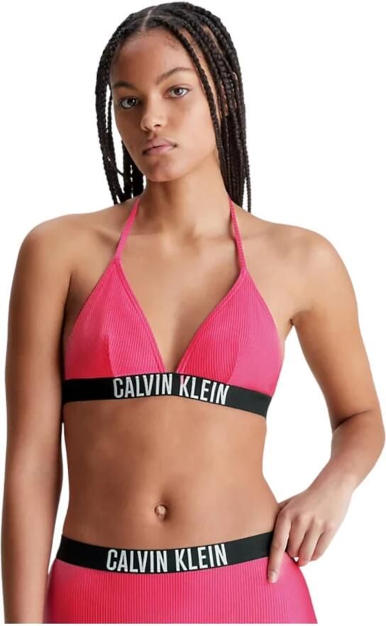 Calvin Klein voorgevormde triangel bikinitop met ribstructuur fuchsia - Foto 4