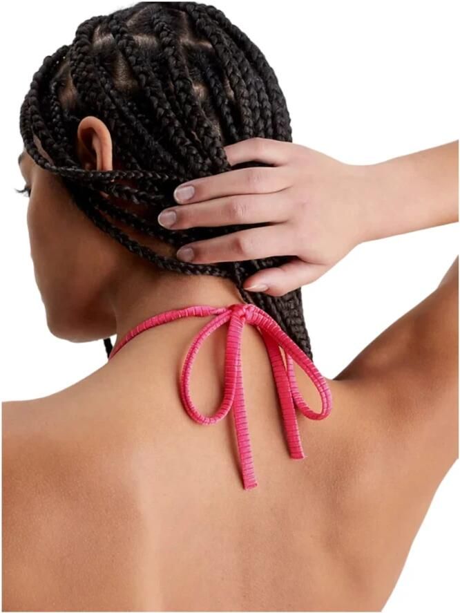 Calvin Klein voorgevormde triangel bikinitop met ribstructuur fuchsia - Foto 3