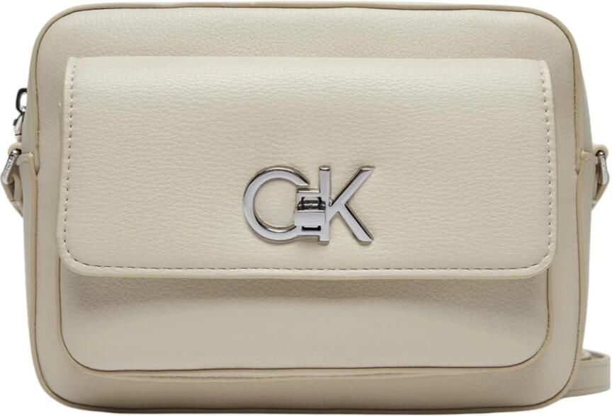 Calvin Klein Polyurethaan Flap Handtas met Verstelbare Schouderband Gray Dames - Foto 4