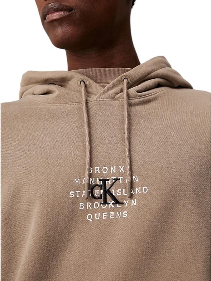 Calvin Klein Jeans Grafische Hoodie Stempelontwerp Beige Heren