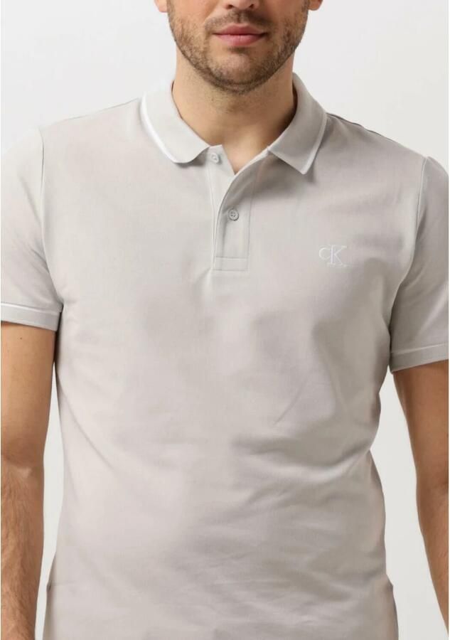 CALVIN KLEIN Heren Polo's & T-shirts Tipping Slim Polo Lichtgrijs