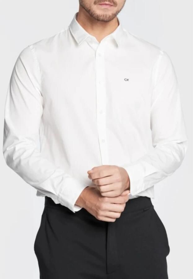 Calvin Klein Businessoverhemd STRETCH POPLIN SLIM SHIRT met -logo op de borst - Foto 4
