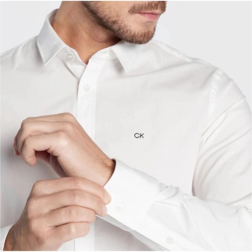 Calvin Klein Businessoverhemd STRETCH POPLIN SLIM SHIRT met -logo op de borst