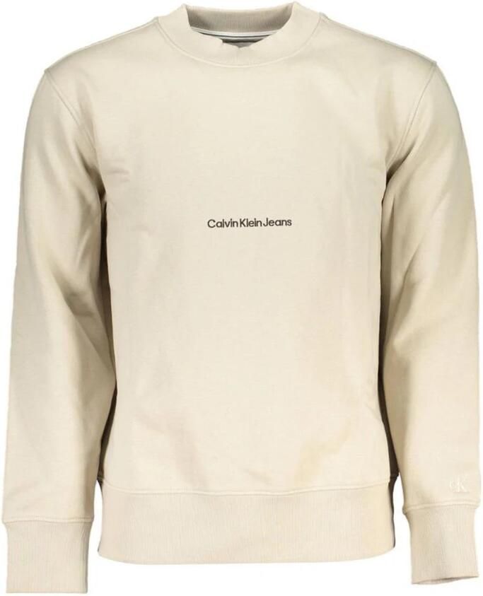 Calvin Klein Beige Sweatshirt met Lange Mouwen Geborduurd Logo Beige Heren