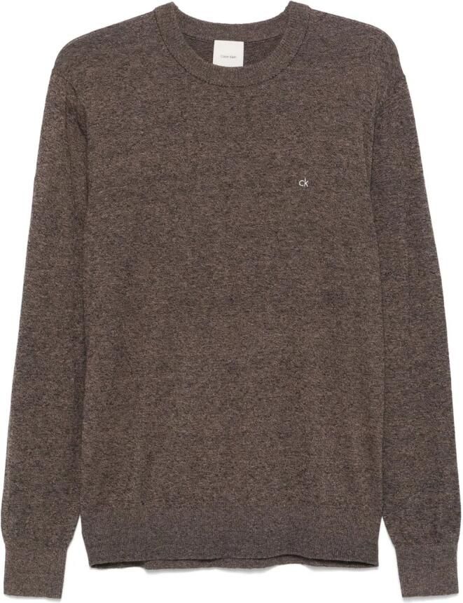 Calvin Klein Taupe Bruine Crew Neck Sweater Brown Heren