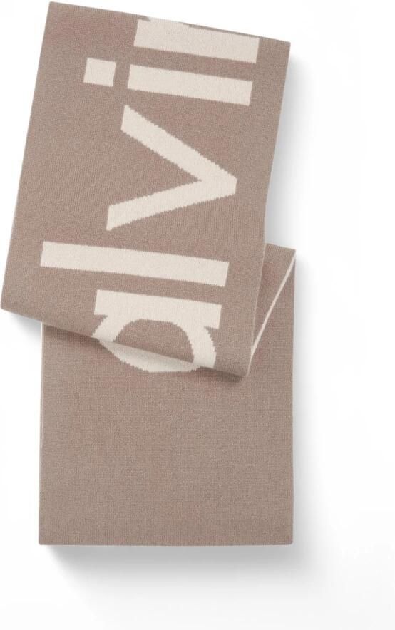 Calvin Klein Luxe Wol Kasjmier Blend Bedrukte Sjaal Beige Dames
