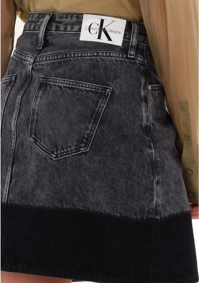 Calvin Klein Jeans Zwarte Denim A-Lijn Rok met Distressed Design Gray Dames