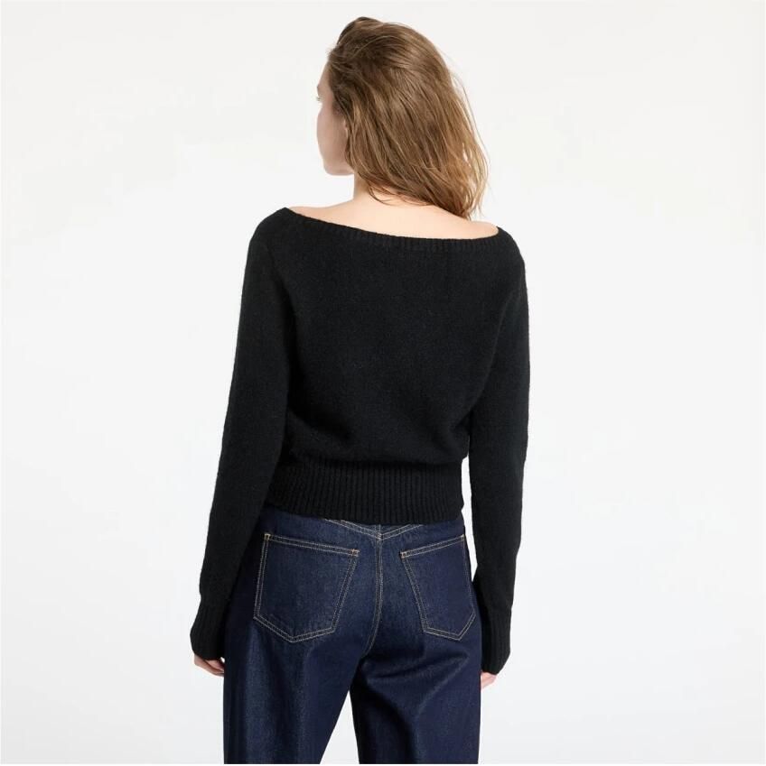 Calvin Klein V-hals wollen trui Regular fit Black Dames