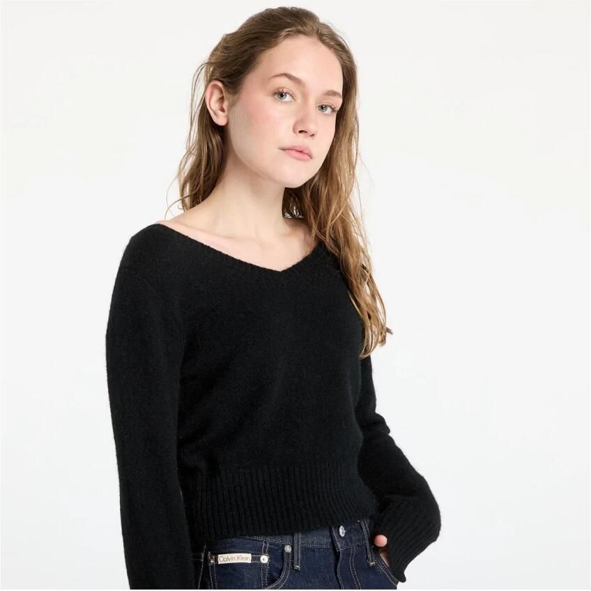 Calvin Klein V-hals wollen trui Regular fit Black Dames - Foto 2