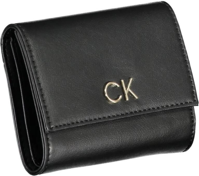 Calvin Klein Minimalistische Zwarte Portemonnee met Ritssluiting voor Vrouwen Black Dames